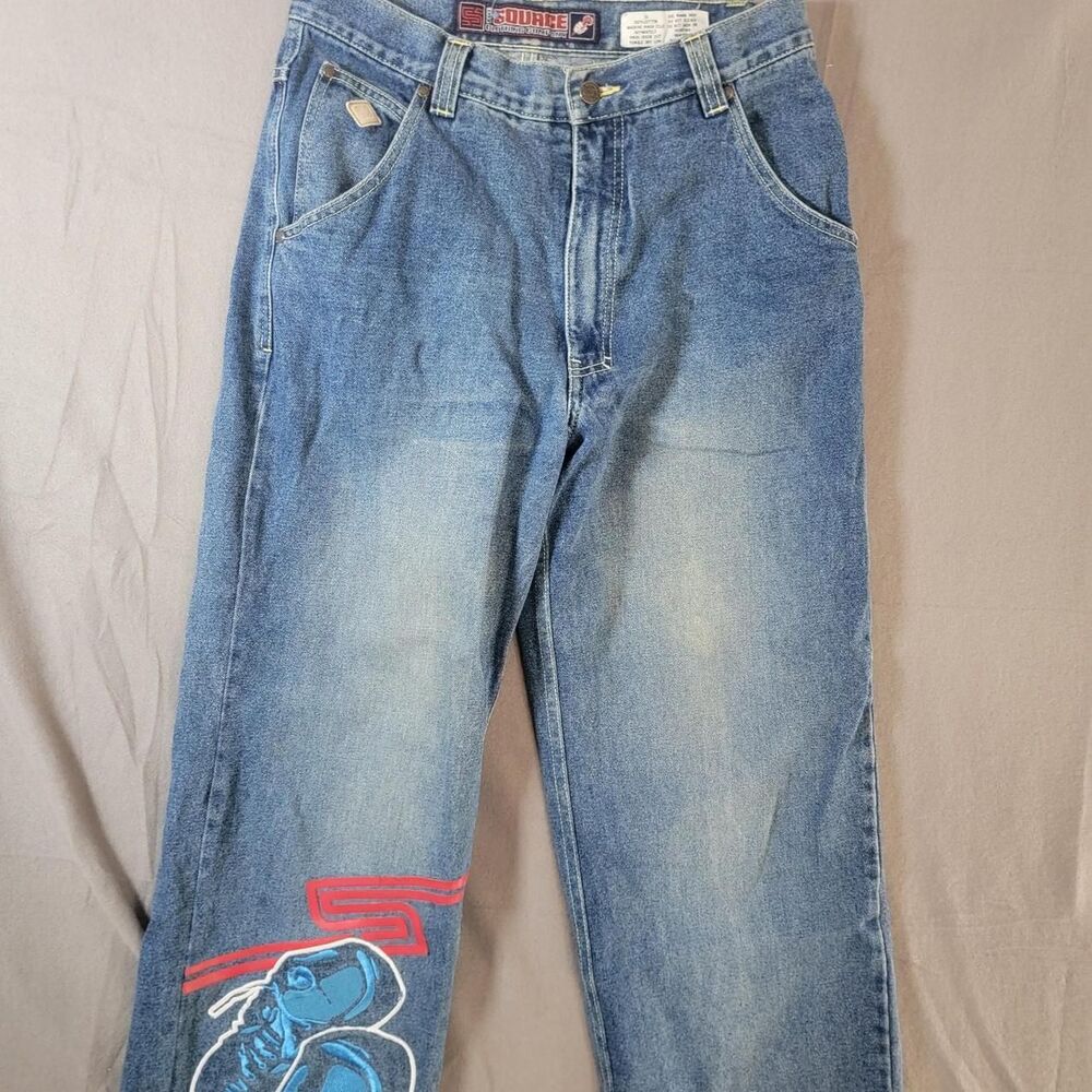 Vintage 2000s Y2K Skater Wide Leg Jeans By SOURCE Medium Wash Baggy Denim Sz 32